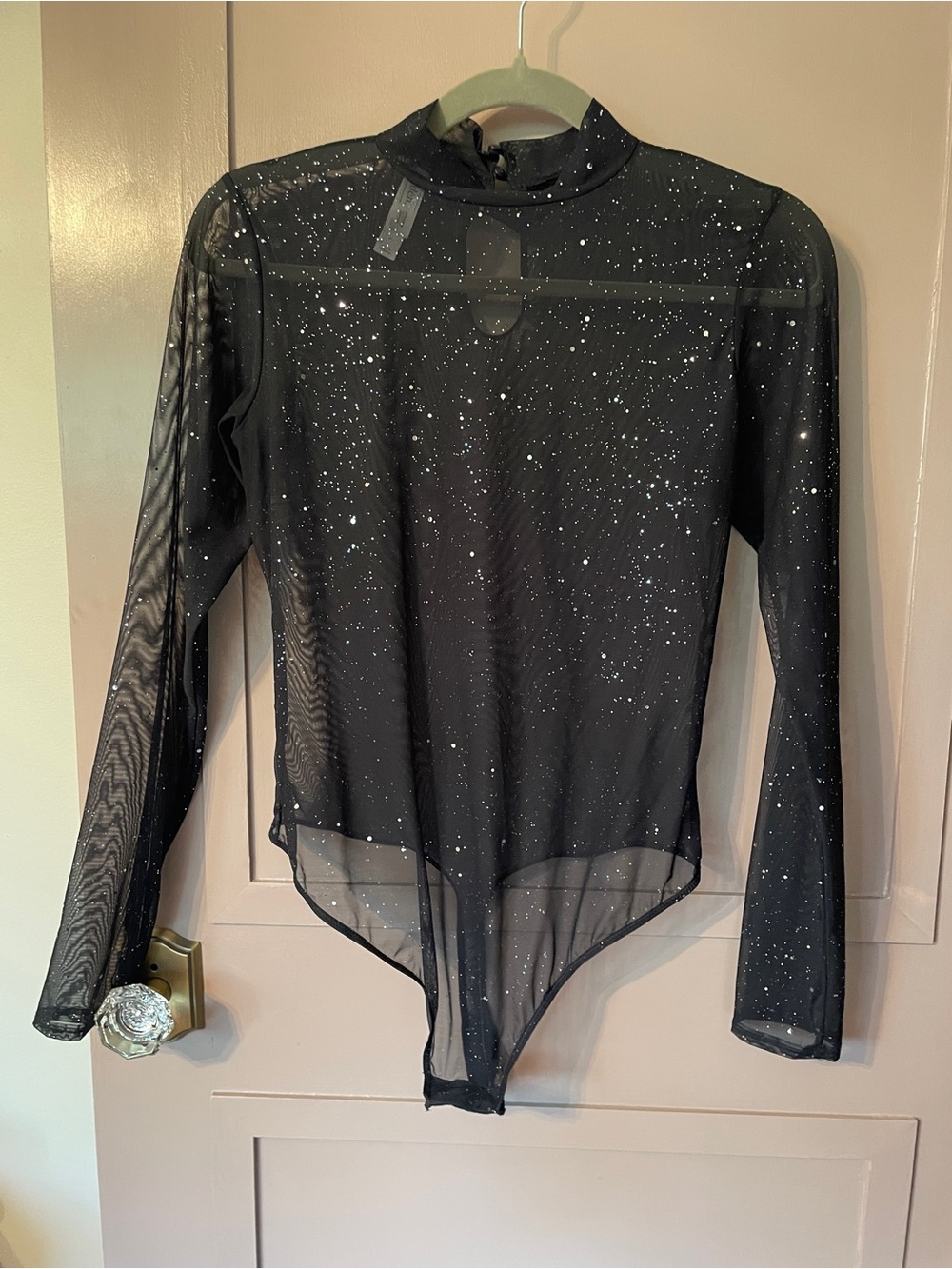 Sheer Black Sparkle Bodysuit